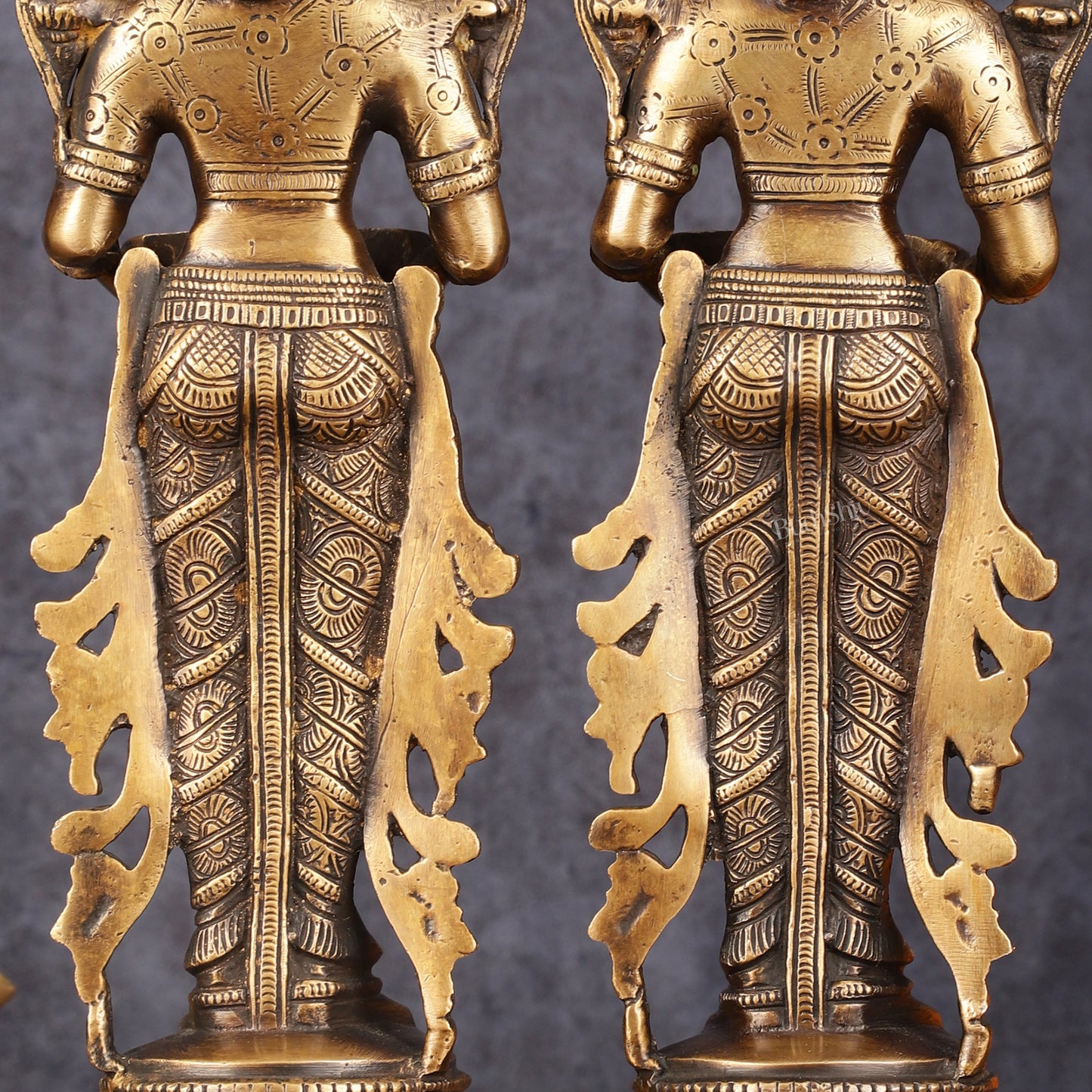 Pure Brass Handcrafted Deep Lakshmi Antique Pavaai Vilakku Pair - 12" Tall