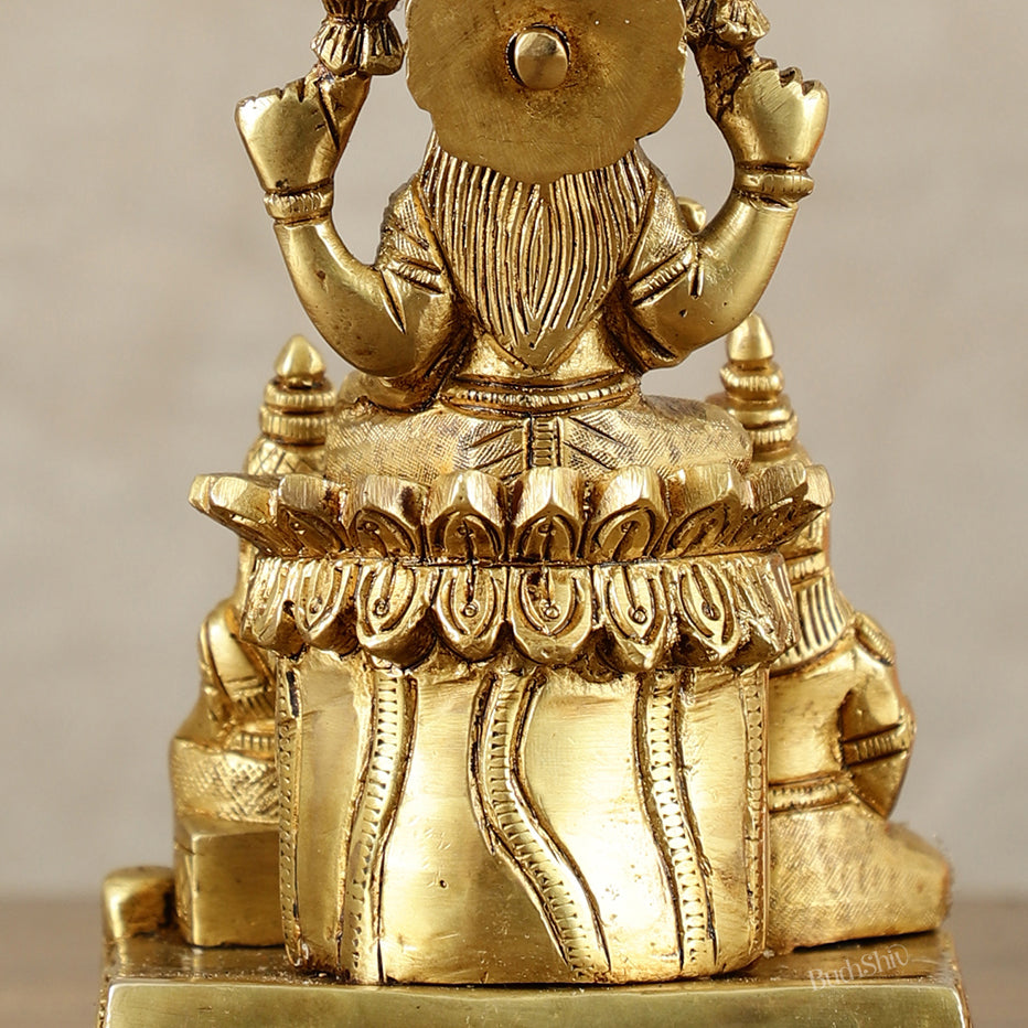 Brass Handcrafted Lord Kuber with Goddess Lakshmi and Chitralekha | Wealth and Prosperity Idol | 6" Height