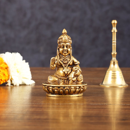 Brass Small Lord Kubera Idol - 3" Height