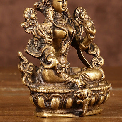 Brass Green tara devi statue 3 "