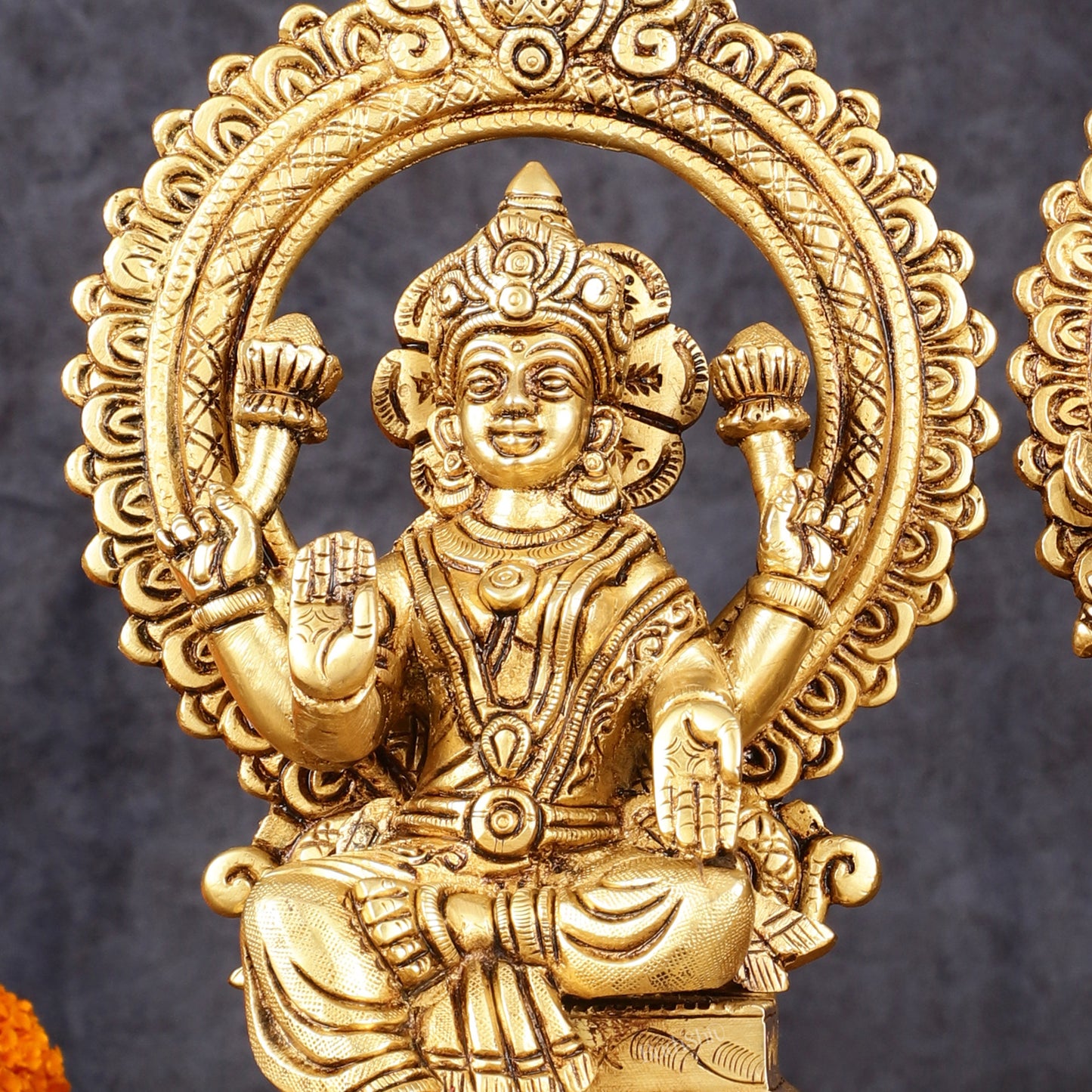 Brass SuperFine Ganesh Lakshmi idols 9.5"