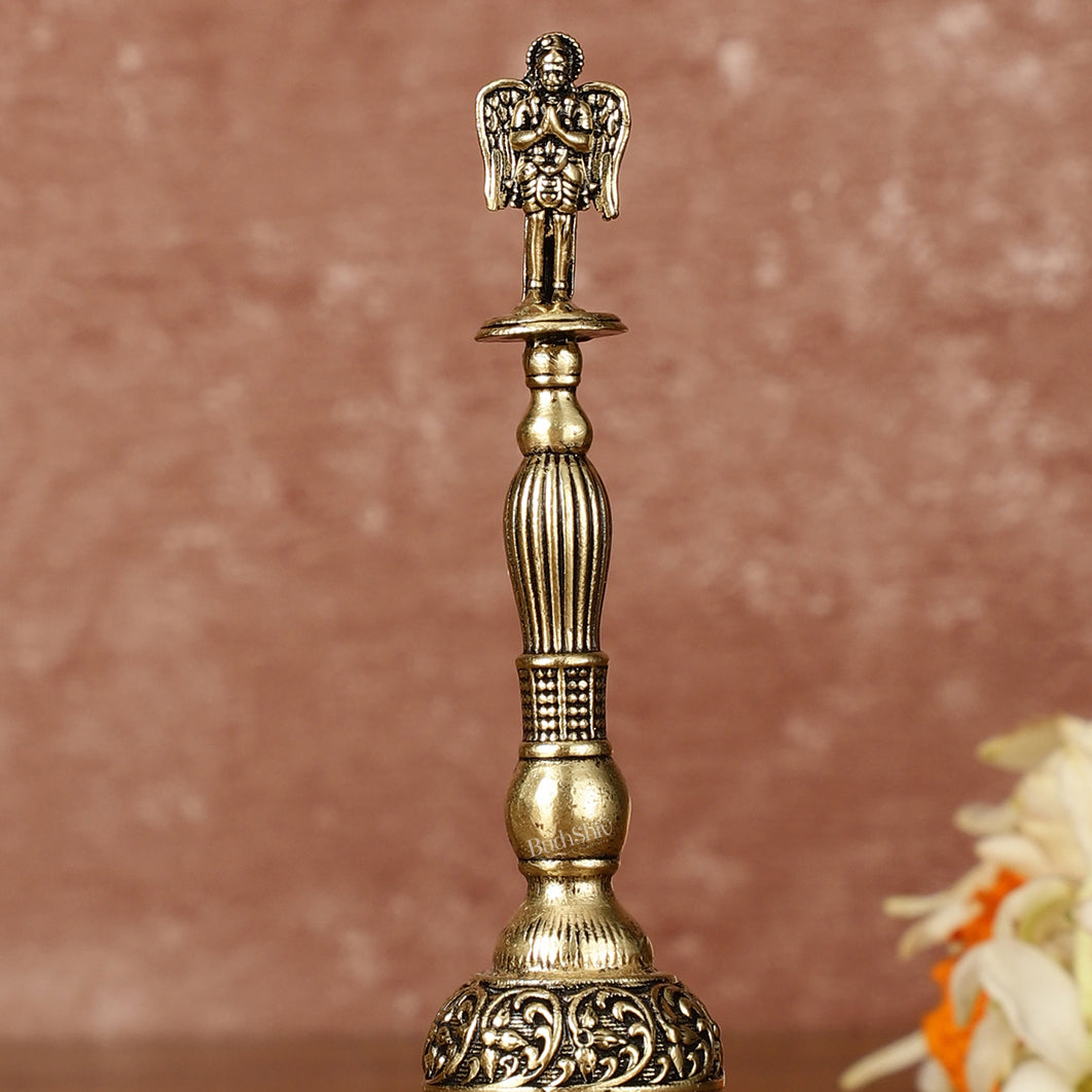 Pure Brass Garuda Hand Bell - 4.5" Tall