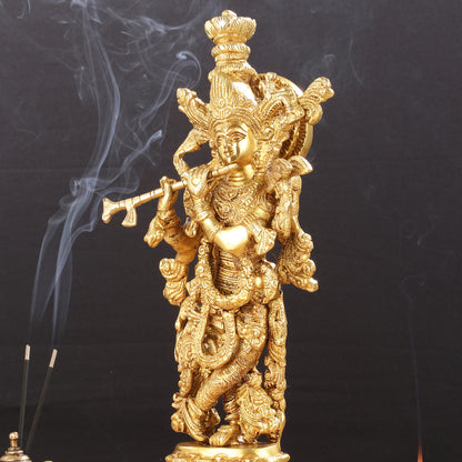 Divine Brass Krishna Idol 15"