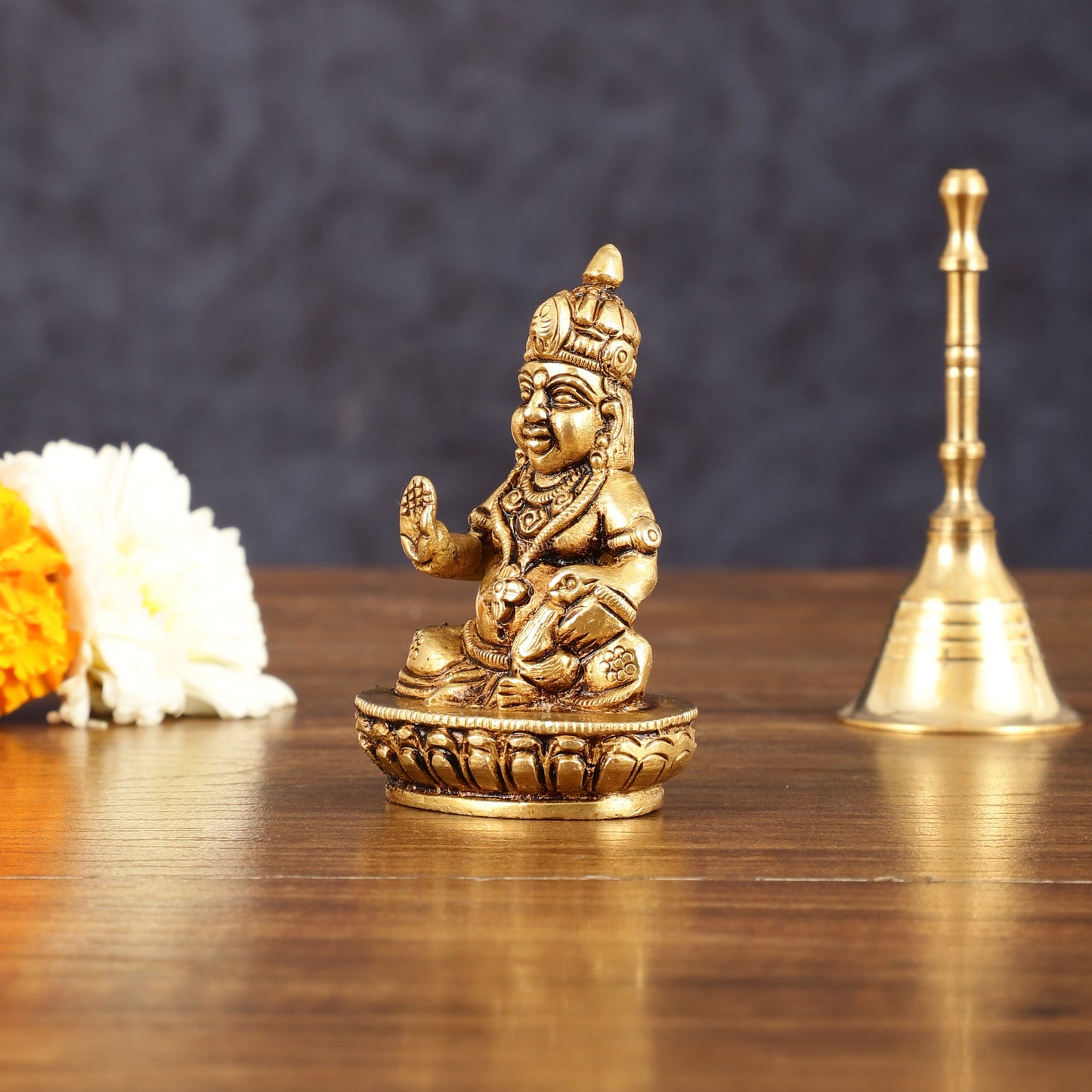 Brass Small Lord Kubera Idol - 3" Height