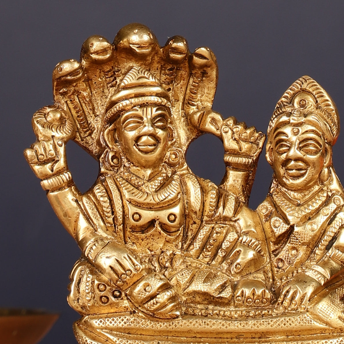 Brass Small Lakshmi Narayan Resting on Sheshanaaga Idol | 3"