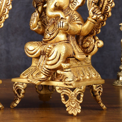 Brass SuperFine Ganesh Lakshmi idols 9.5"