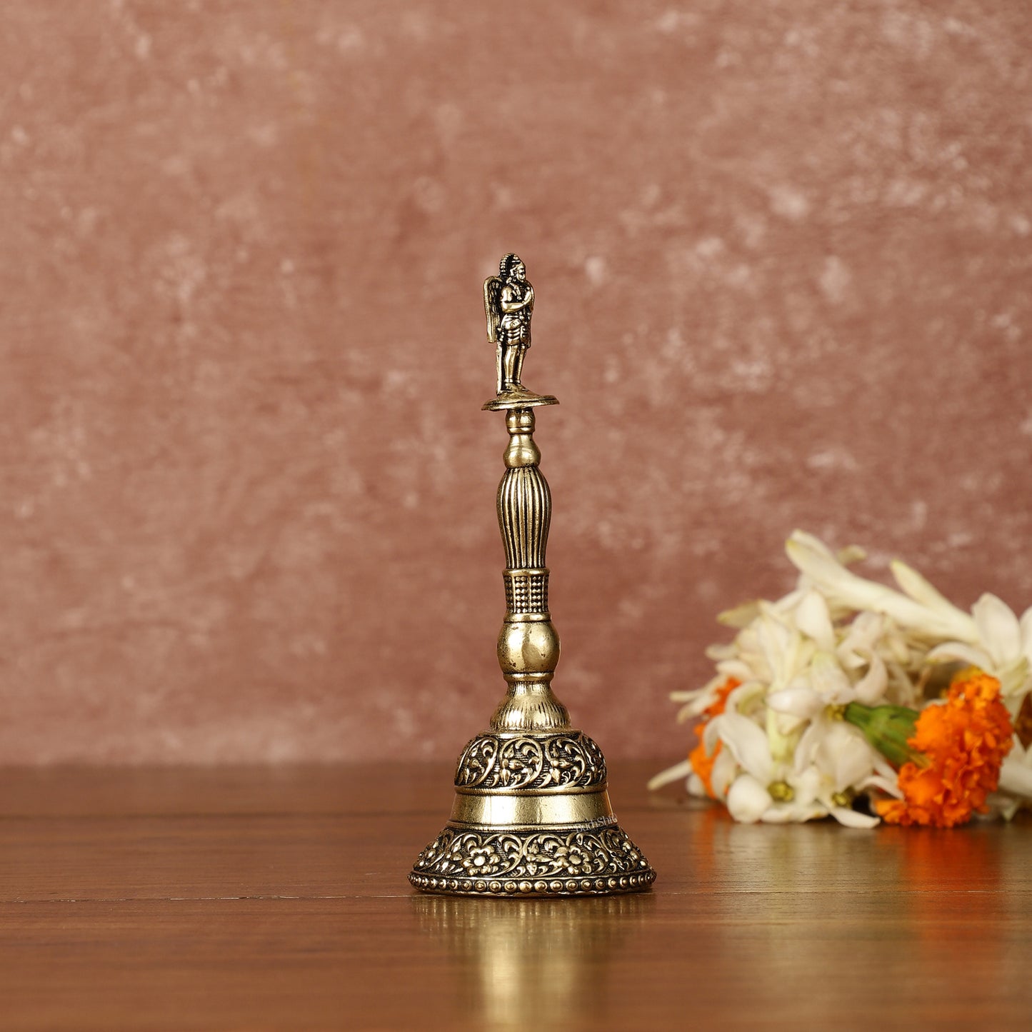 Pure Brass Garuda Hand Bell - 4.5" Tall