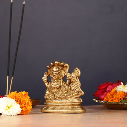 Brass Small Lakshmi Narayan Resting on Sheshanaaga Idol | 3"