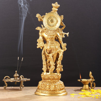 Divine Brass Krishna Idol 15"