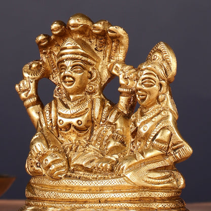 Brass Small Lakshmi Narayan Resting on Sheshanaaga Idol | 3"