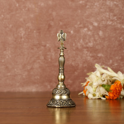 Pure Brass Garuda Hand Bell - 4.5" Tall