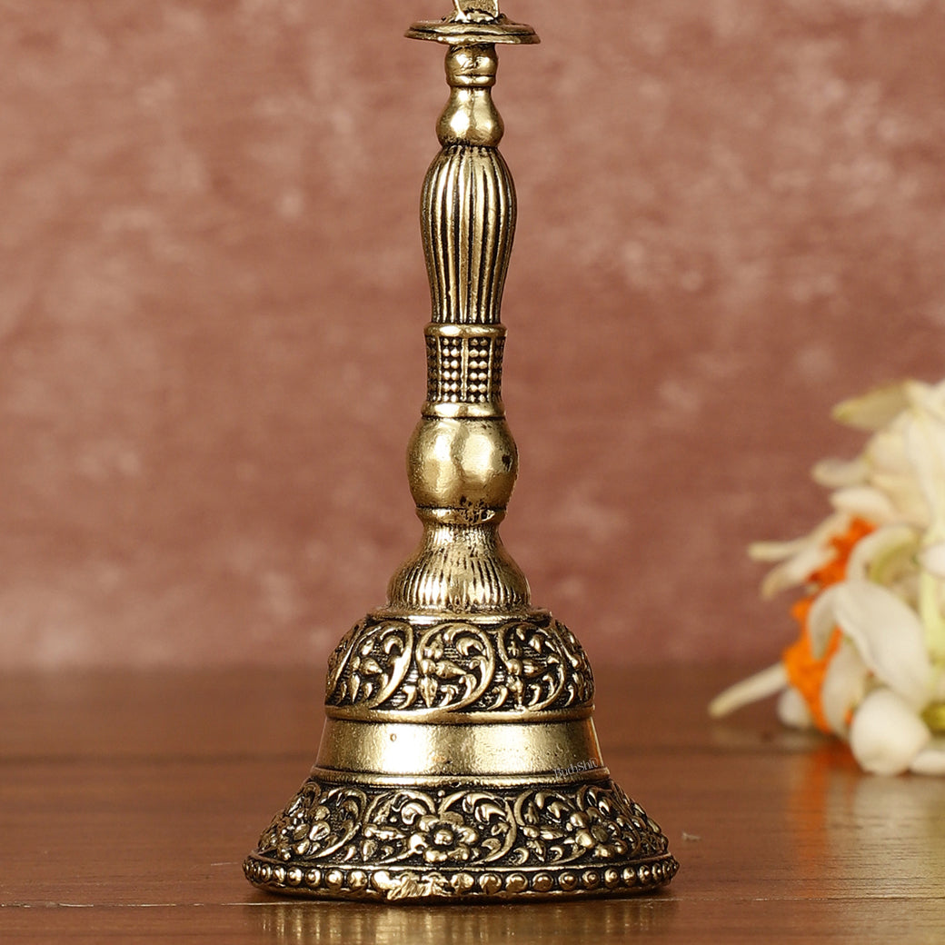 Pure Brass Garuda Hand Bell - 4.5" Tall