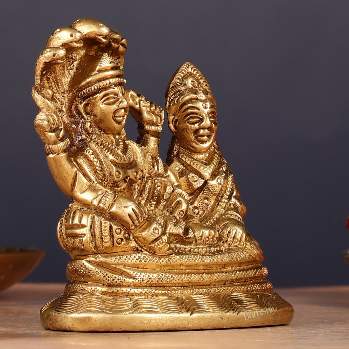 Brass Small Lakshmi Narayan Resting on Sheshanaaga Idol | 3"