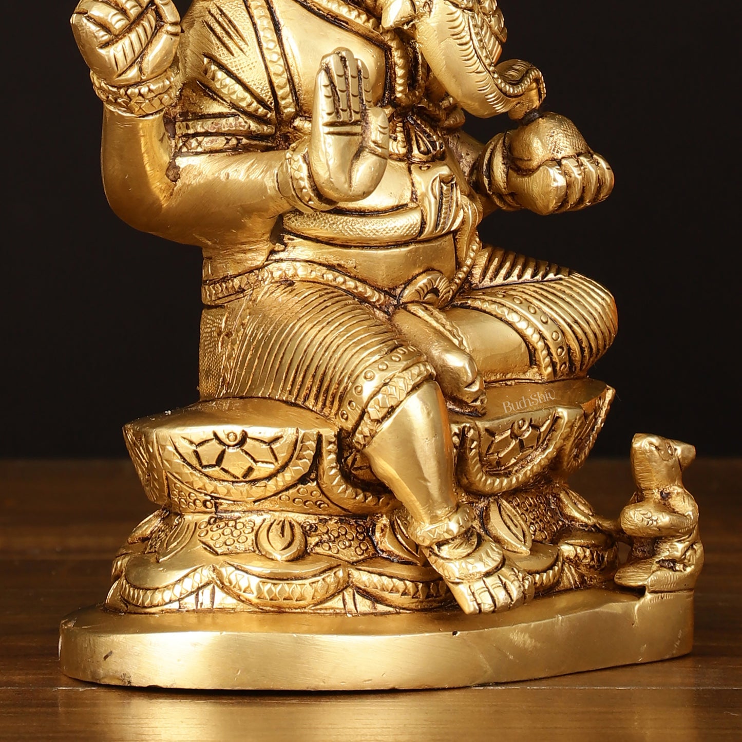 Brass Superfine Ganesha Idol - 7" Elegant Sculpture