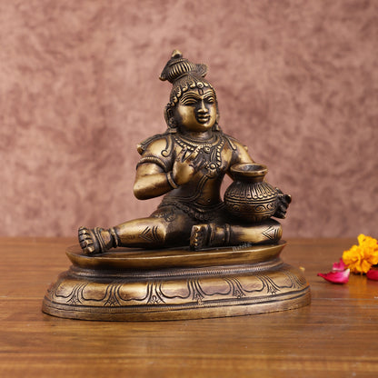 Vintage Pure Brass Makhan Chor Idol – Unique Handcrafted Statue