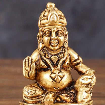 Pure Brass Superfine Small Kuber Idol - 2.5" Height