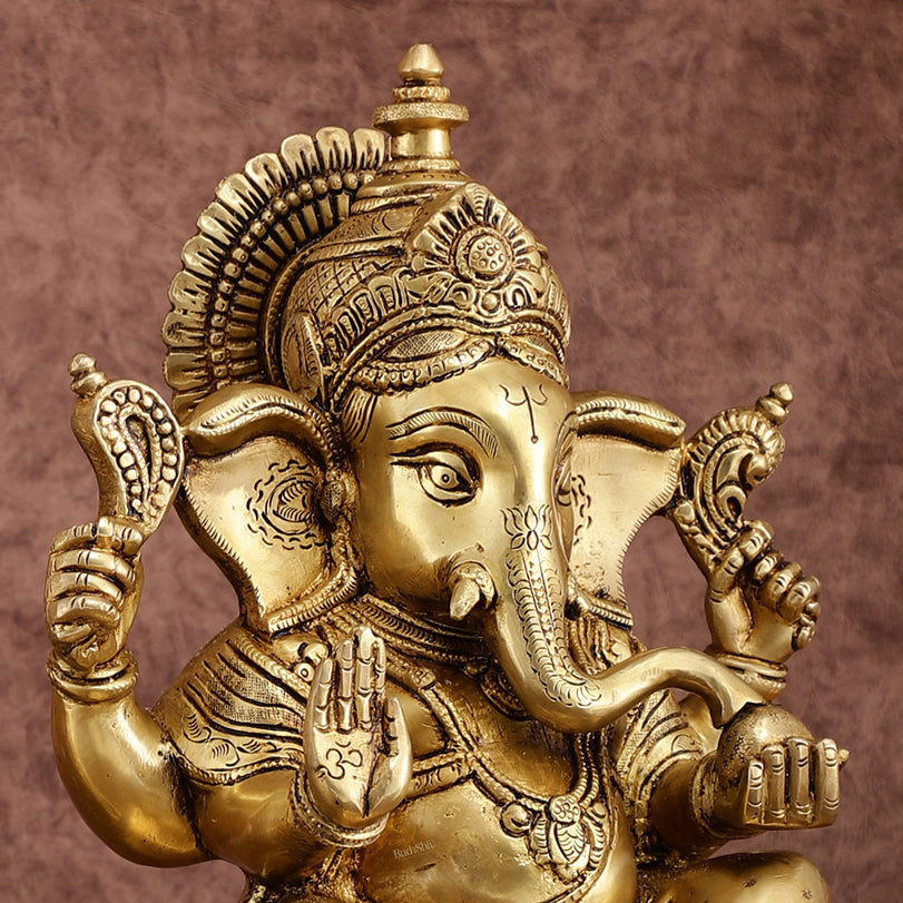 Pure Brass Ganesha Lakshmi Statue Set | Divine Duo 12 Inches