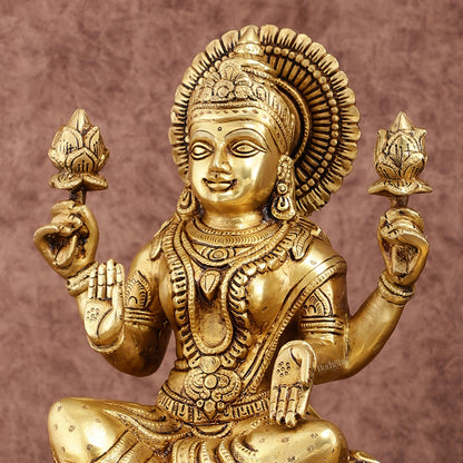 Pure Brass Ganesha Lakshmi Statue Set | Divine Duo 12 Inches