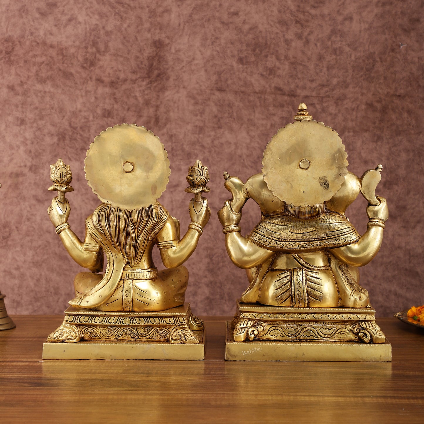 Pure Brass Ganesha Lakshmi Statue Set | Divine Duo 12 Inches