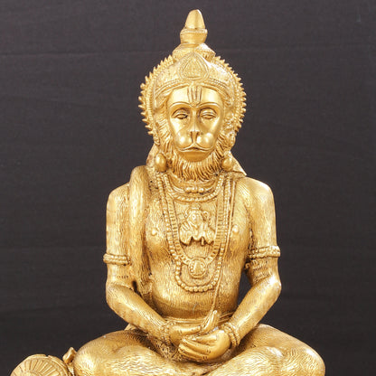 Brass Meditation Hanuman Idol 11-Inch