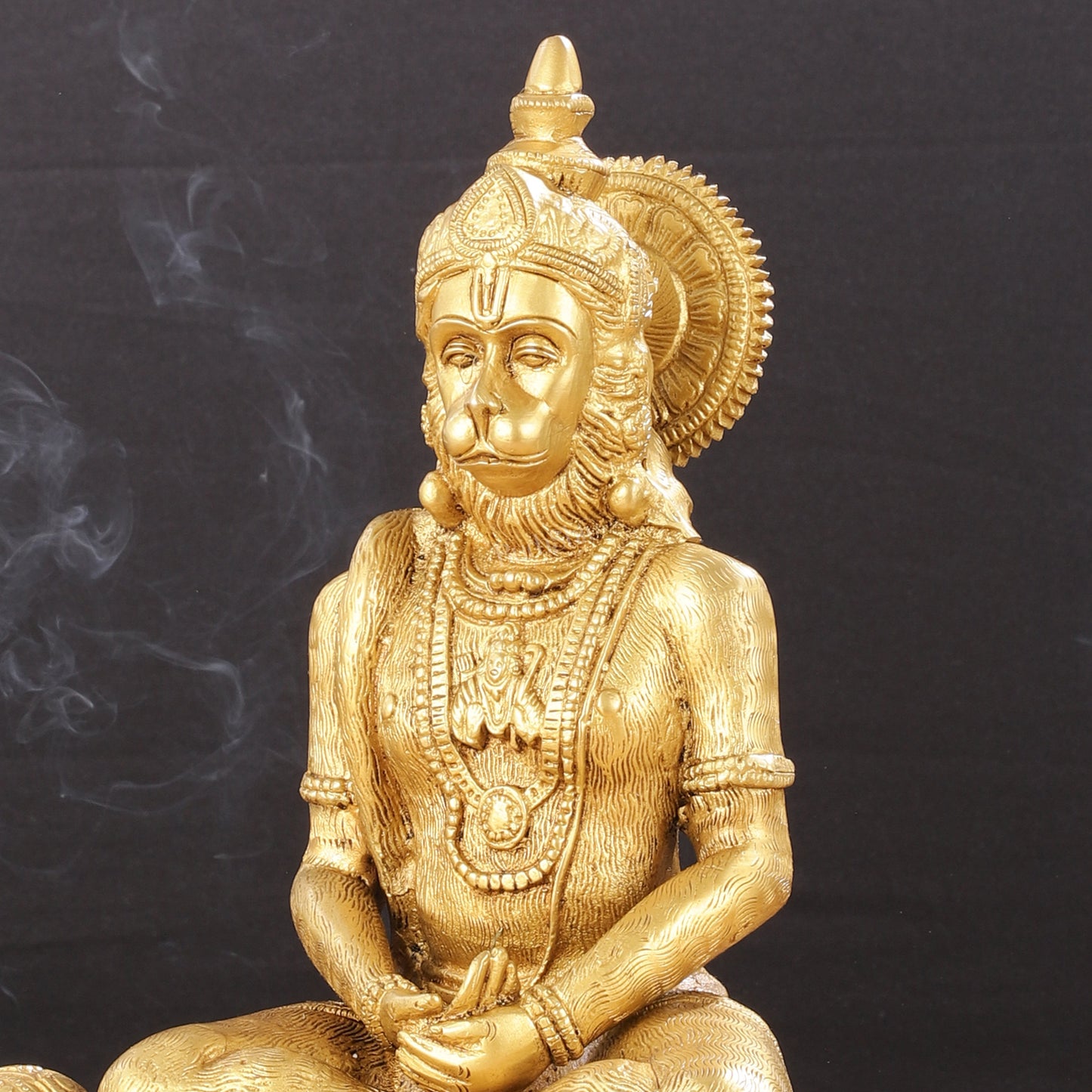 Brass Meditation Hanuman Idol 11-Inch