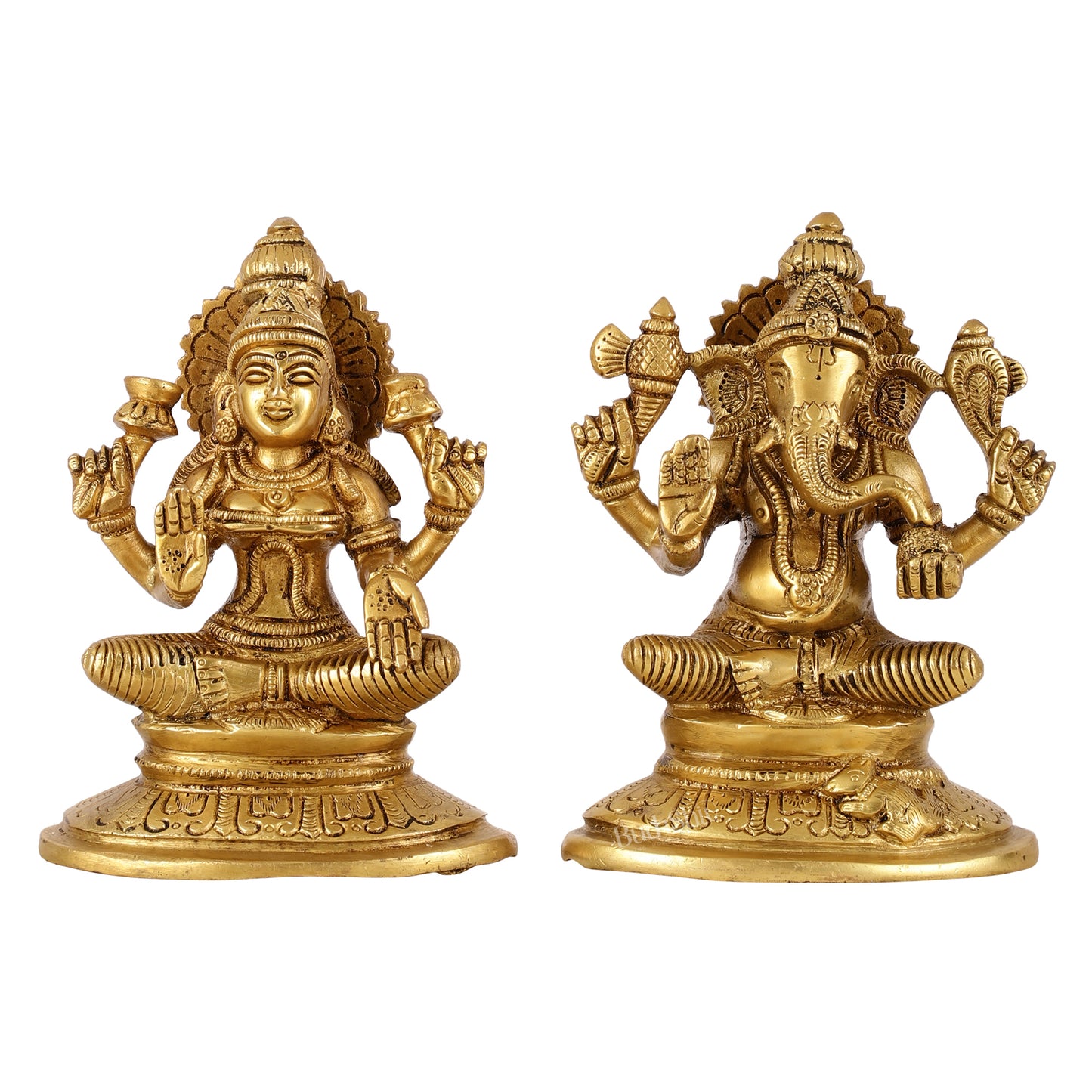 Brass Ganesh Lakshmi idols 6"