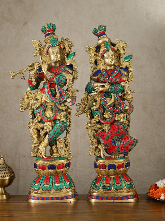 Brass Radha krishna Idols pair set 30"