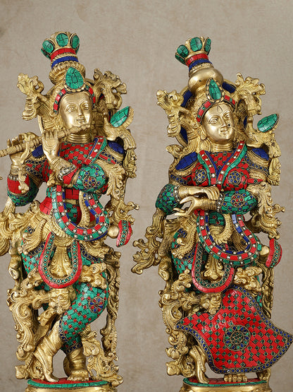 Brass Radha krishna Idols pair set 30"