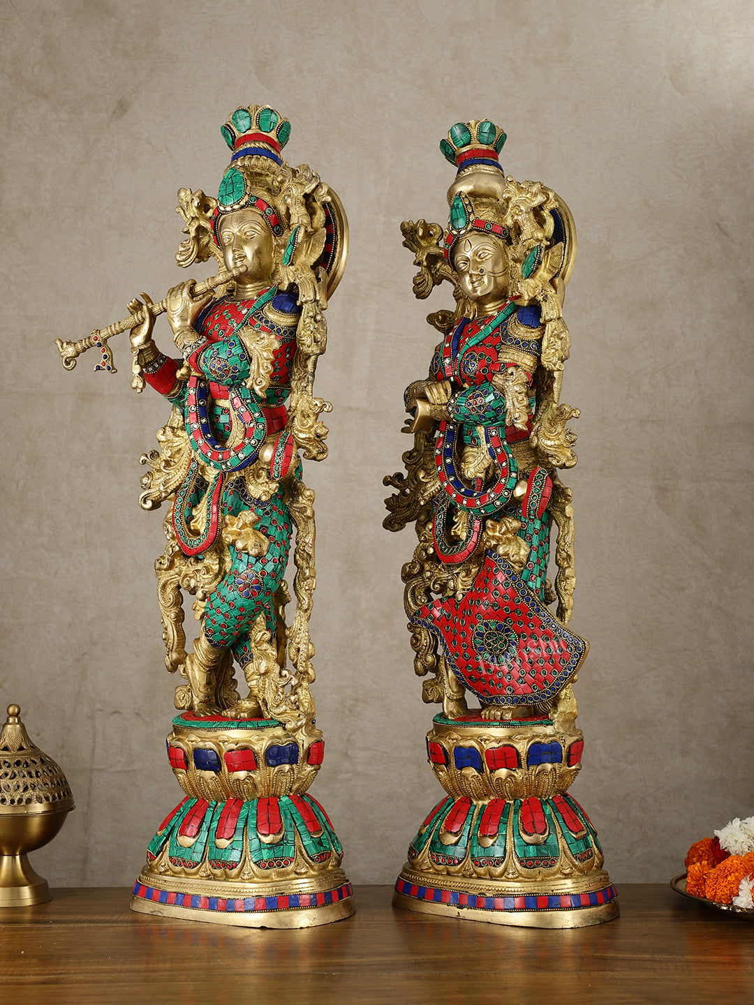 Brass Radha krishna Idols pair set 30"