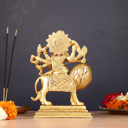 Handmade Brass Durga Ma Sherawali Idol 7"