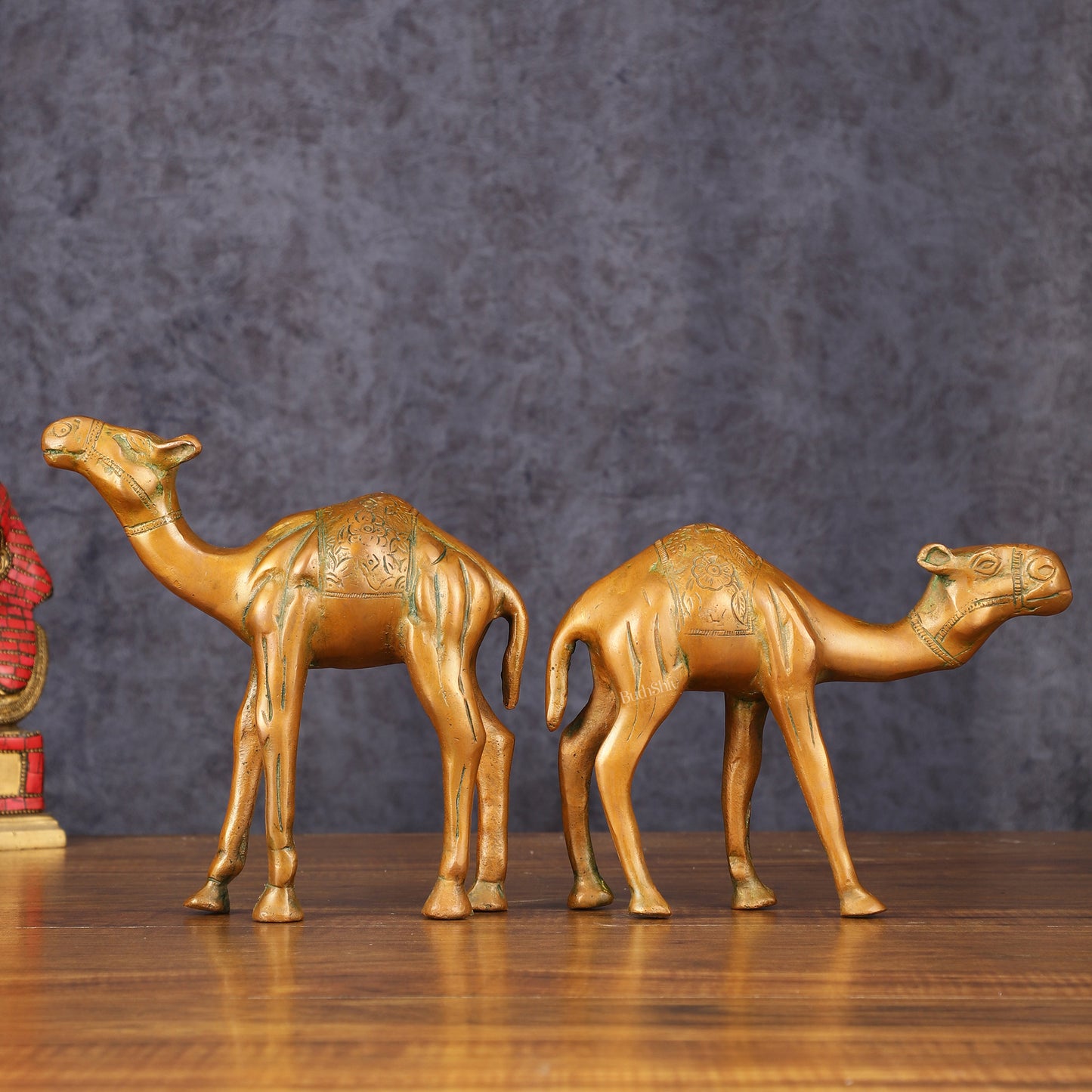 Brass Superfine Pair of Camel Vastu Recommended - 7" Tall