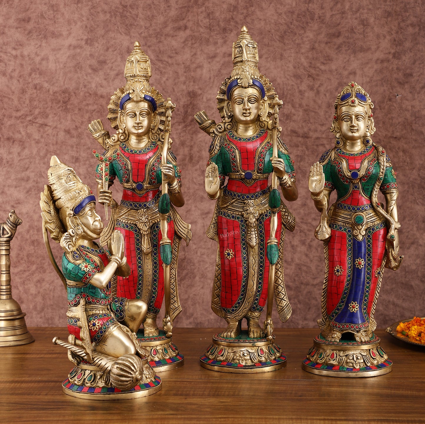 Superfine Brass Ram Darbar Idols Set with Stonework | Divine Grace 20"