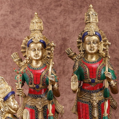 Superfine Brass Ram Darbar Idols Set with Stonework | Divine Grace 20"