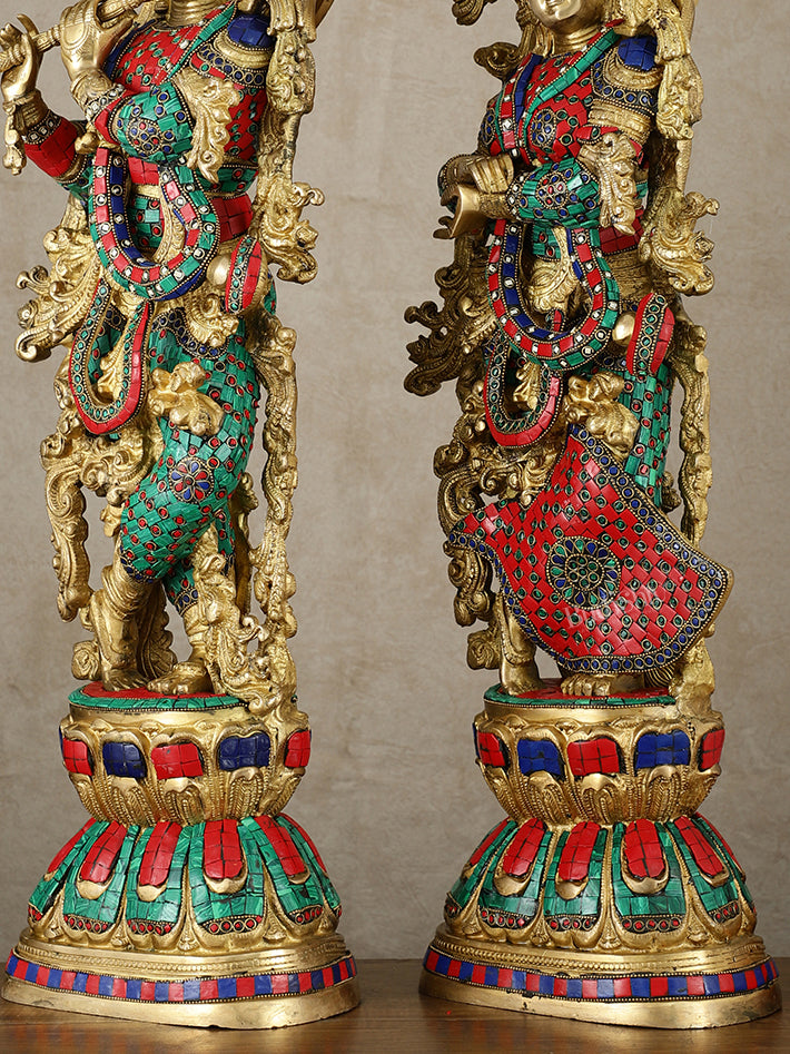 Brass Radha krishna Idols pair set 30"