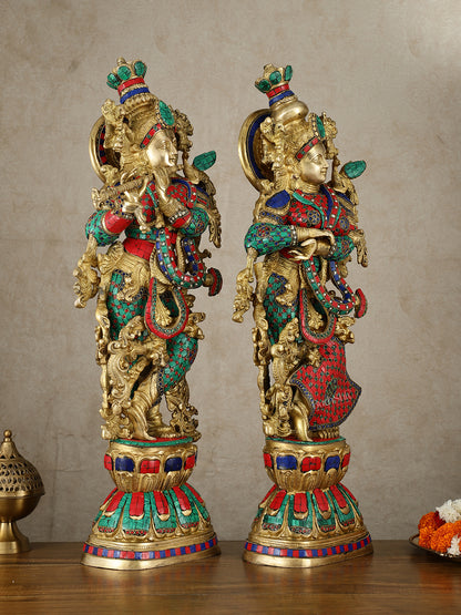 Brass Radha krishna Idols pair set 30"