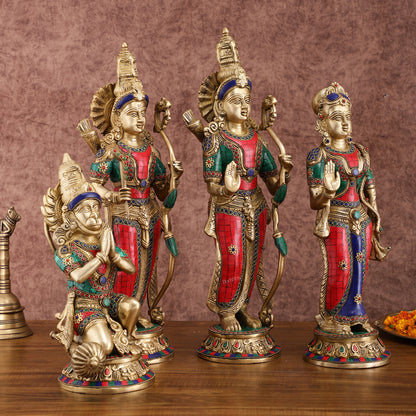 Superfine Brass Ram Darbar Idols Set with Stonework | Divine Grace 20"