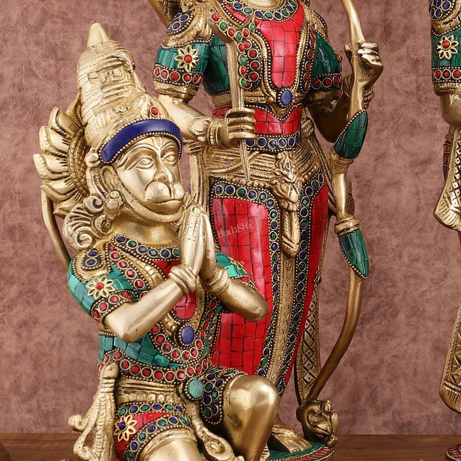 Superfine Brass Ram Darbar Idols Set with Stonework | Divine Grace 20"