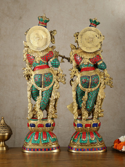 Brass Radha krishna Idols pair set 30"