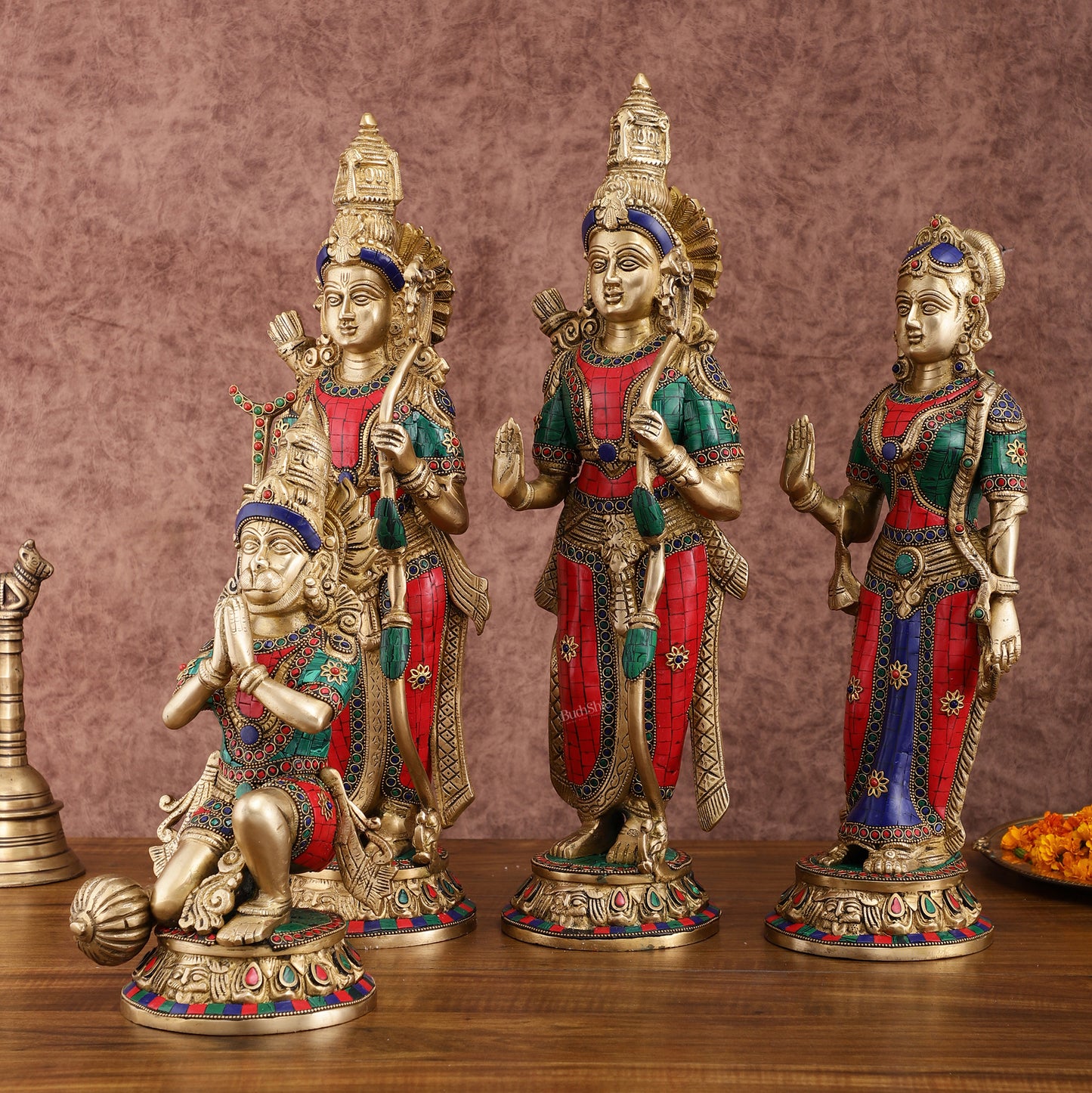 Superfine Brass Ram Darbar Idols Set with Stonework | Divine Grace 20"