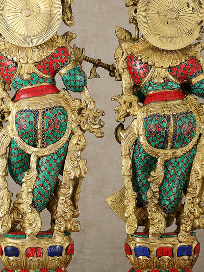 Brass Radha krishna Idols pair set 30"