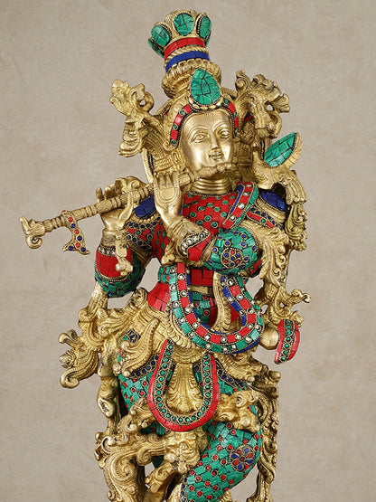 Brass large Lord Krishna statue | 30 Inch