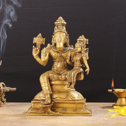 Brass Hayagriva Lakshmi idol 9"