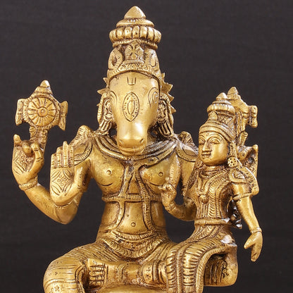 Brass Hayagriva Lakshmi idol 9"