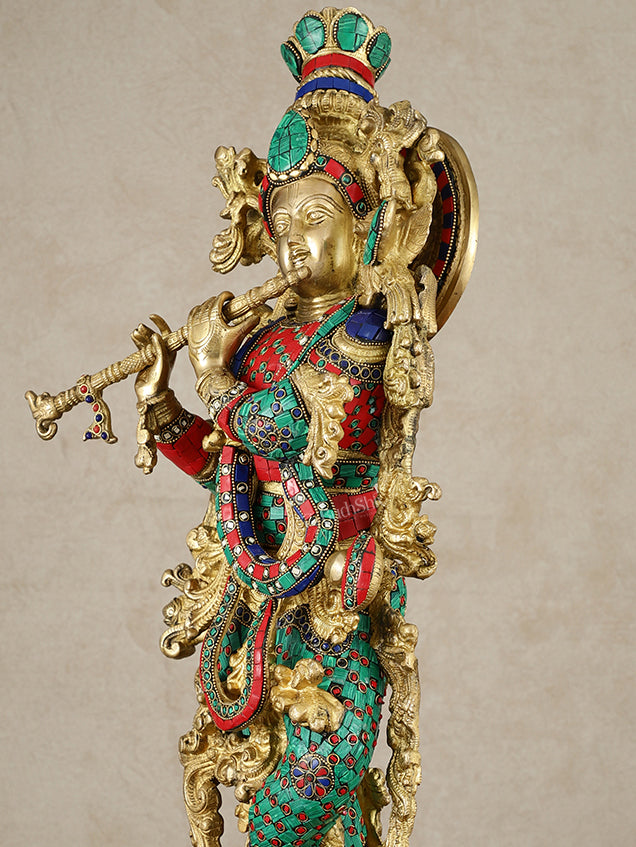 Brass large Lord Krishna statue | 30 Inch