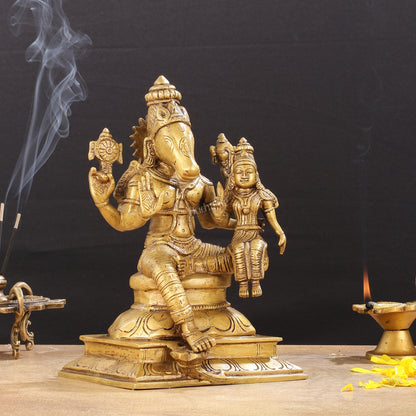 Brass Hayagriva Lakshmi idol 9"