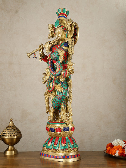 Brass large Lord Krishna statue | 30 Inch