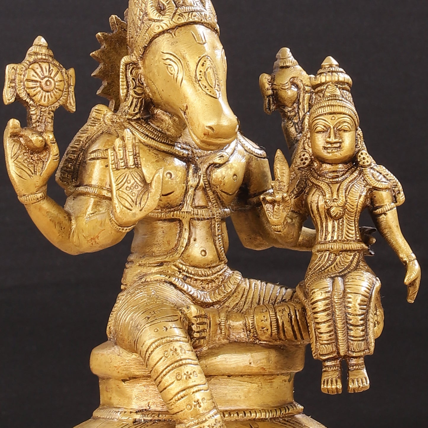 Brass Hayagriva Lakshmi idol 9"