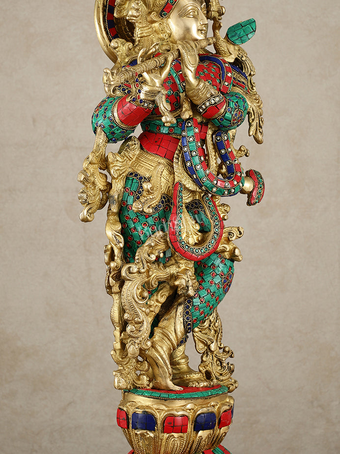 Brass large Lord Krishna statue | 30 Inch