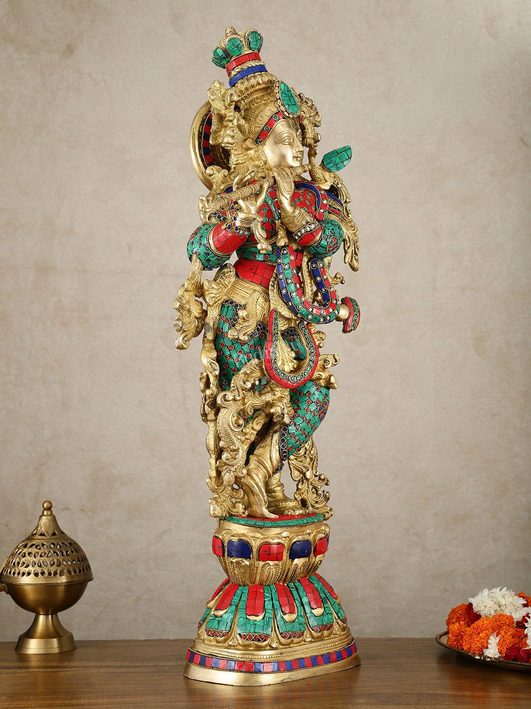 Brass large Lord Krishna statue | 30 Inch