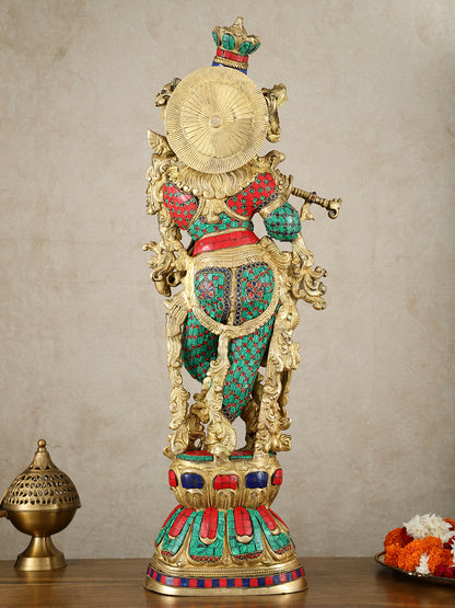 Brass large Lord Krishna statue | 30 Inch